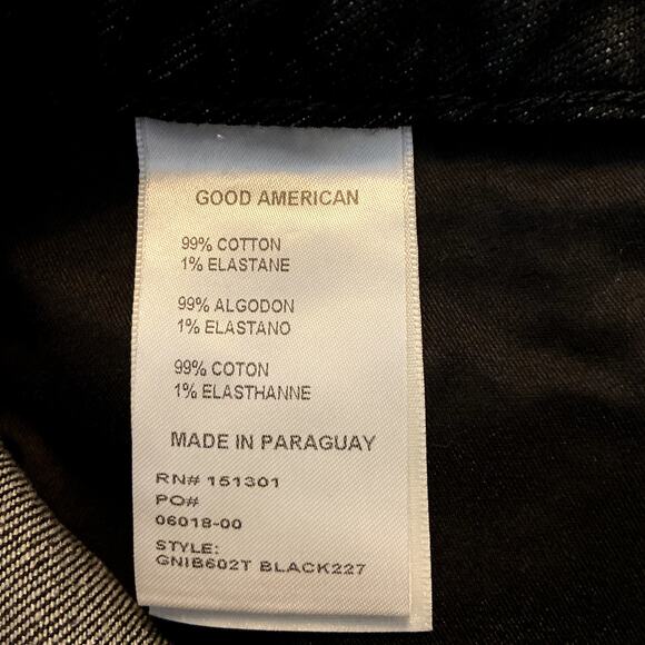 Good American Good 90's Bermuda Shorts Fitted Waist Raw Hem Black227 0/25 NWT - Picture 6 of 7